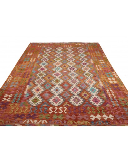 Tappeto Kilim Afghanistan rosso bianco 201x298