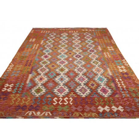 Tappeto Kilim Afghanistan rosso bianco 201x298