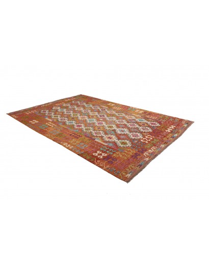 Tappeto Kilim Afghanistan rosso bianco 201x298