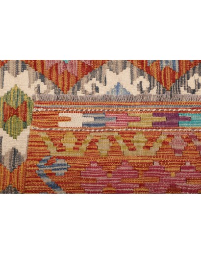 Tappeto Kilim Afghanistan rosso bianco 201x298