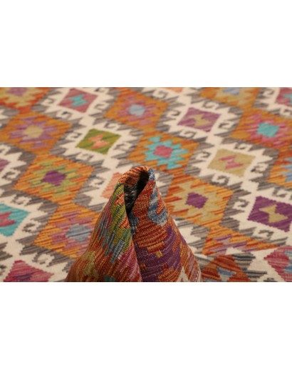 Tappeto Kilim Afghanistan rosso bianco 201x298