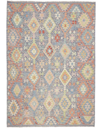 Tappeto Kilim Afghanistan azzurro bianco 172x241