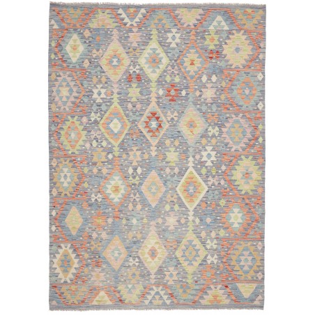 Tappeto Kilim Afghanistan azzurro bianco 172x241