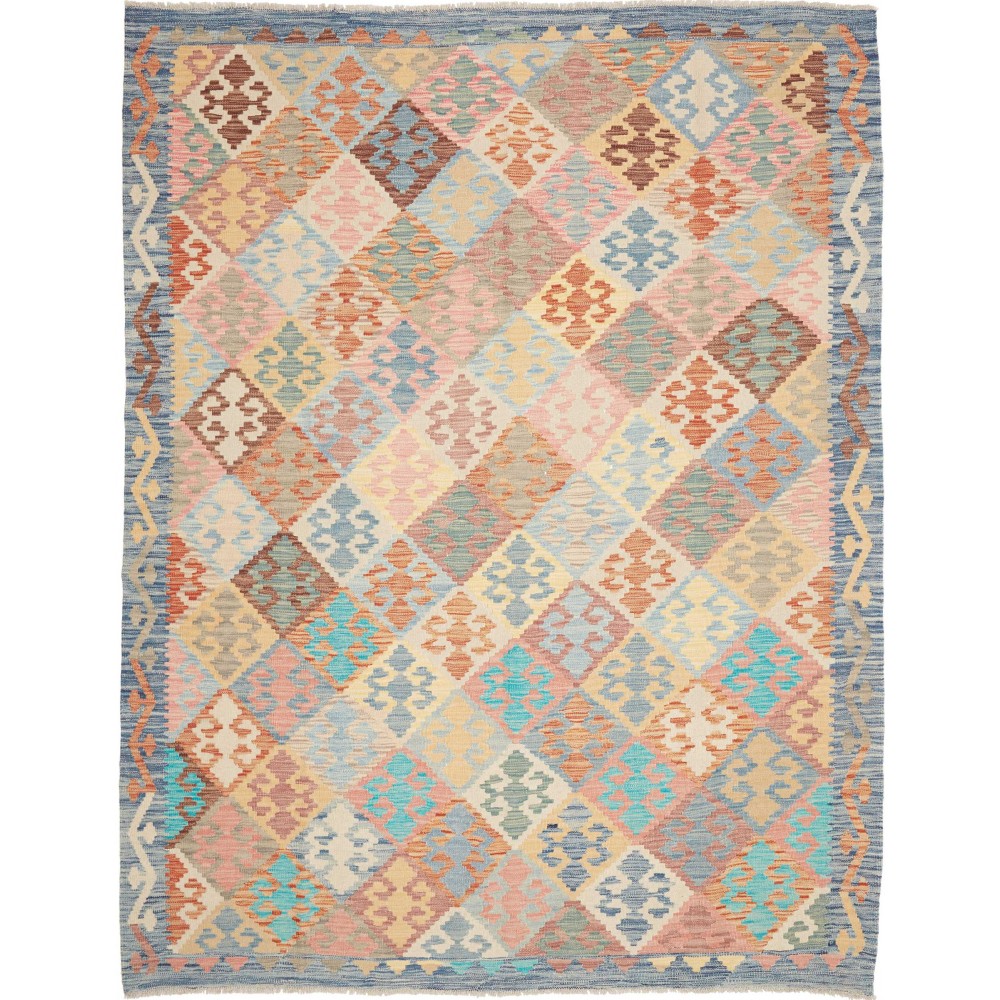 Tappeto Kilim Afghanistan marrone azzurro 188x240 Tappeto Kilim Afghanistan marrone azzurro 188x240