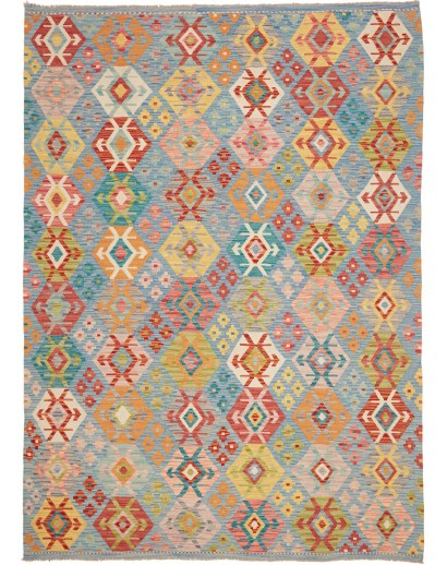 Tappeto Kilim Afghanistan marrone azzurro 177x246