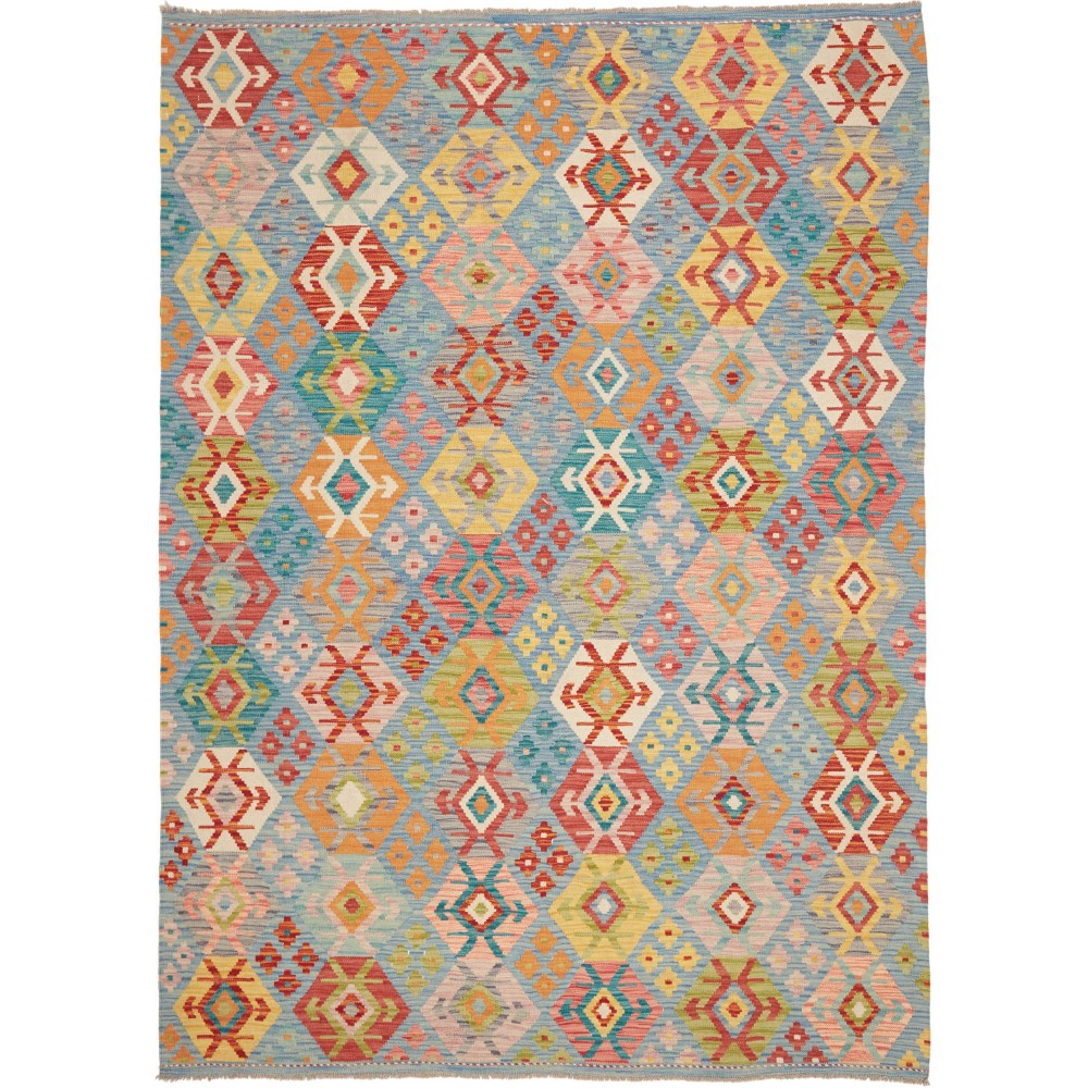 Tappeto Kilim Afghanistan marrone azzurro 177x246 Tappeto Kilim Afghanistan marrone azzurro 177x246