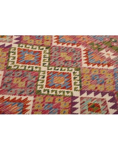 Tappeto Kilim Afghanistan bianco grigio 123x196