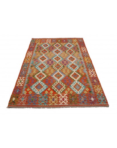 Tappeto Kilim Afghanistan arancione verde 127x194