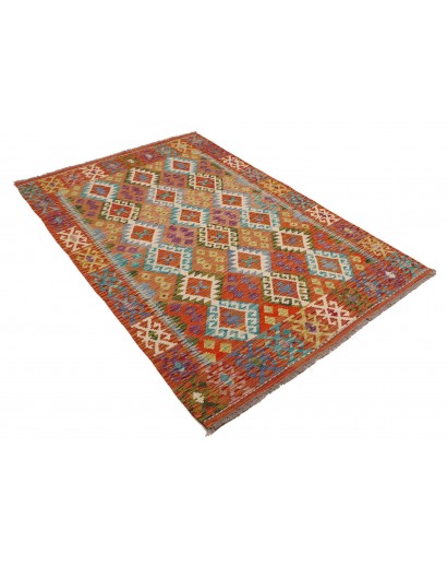 Tappeto Kilim Afghanistan arancione verde 127x194