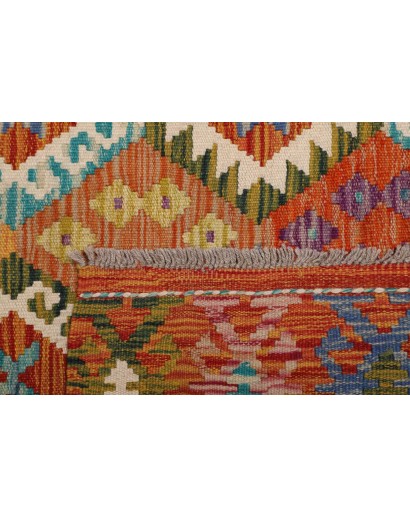 Tappeto Kilim Afghanistan arancione verde 127x194