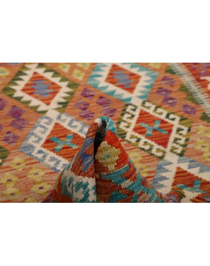 Tappeto Kilim Afghanistan arancione verde 127x194