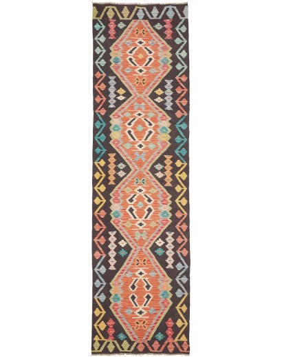 Tappeto Kilim Afghanistan marrone grigio 76x291
