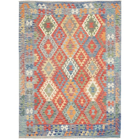 Tappeto Kilim Afghanistan marrone blu 182x243
