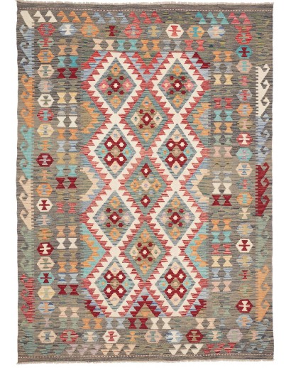 Tappeto Kilim Afghanistan marrone bianco 172x241