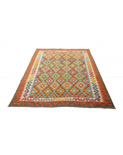 Tappeto Kilim Afghanistan bianco arancione 156x198