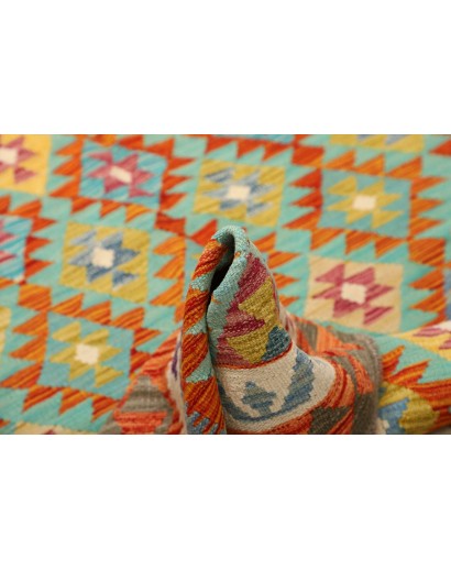 Tappeto Kilim Afghanistan bianco arancione 156x198
