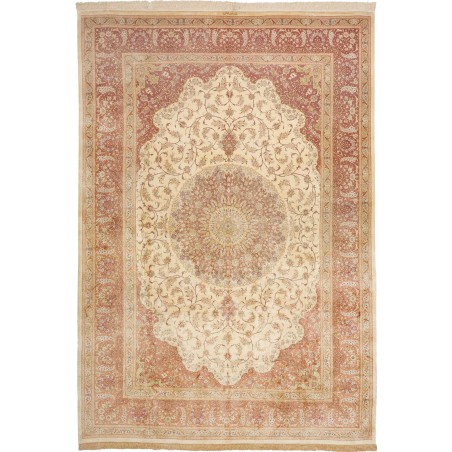 Tappeto Ghom seta Persia marrone rosso 250x363