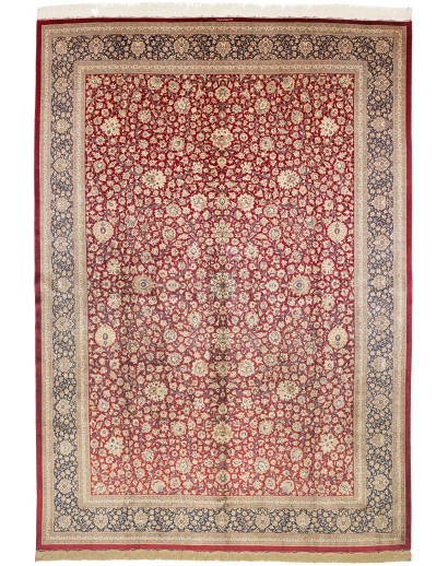 Tappeto Ghom seta Persia marrone grigio 246x352