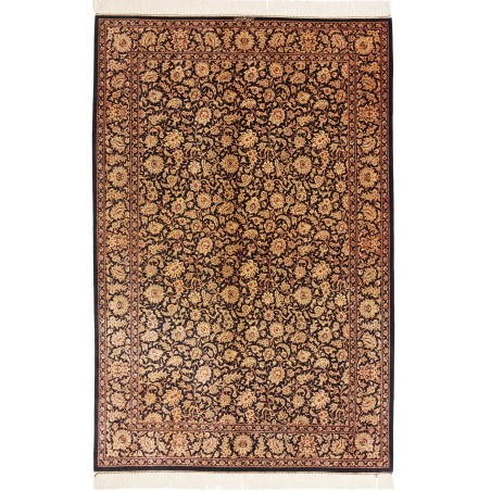 Tappeto Ghom seta Persia marrone blu 130x198