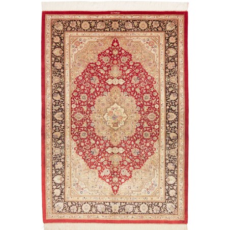 Tappeto Ghom seta Persia marrone 135x197