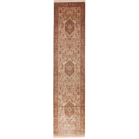 Tappeto Ghom seta Persia marrone bianco 70x299