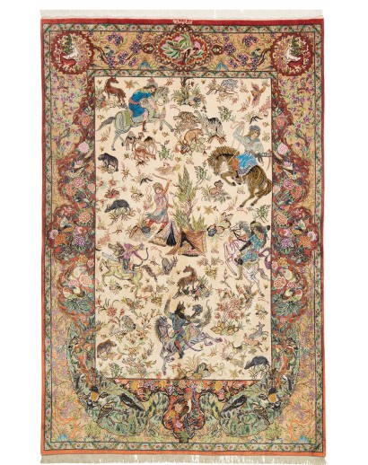 Tappeto Ghom seta Persia marrone 130x197