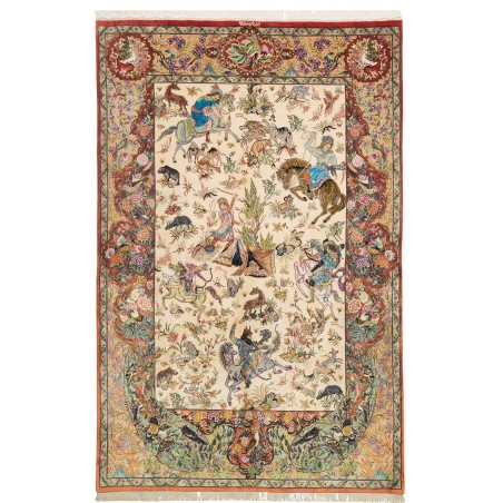 Tappeto Ghom seta Persia marrone 130x197