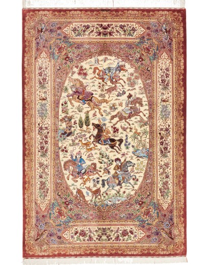 Tappeto Ghom seta Persia marrone 131x198