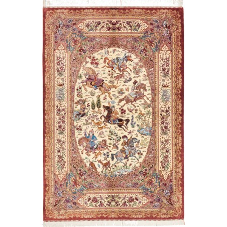 Tappeto Ghom seta Persia marrone 131x198