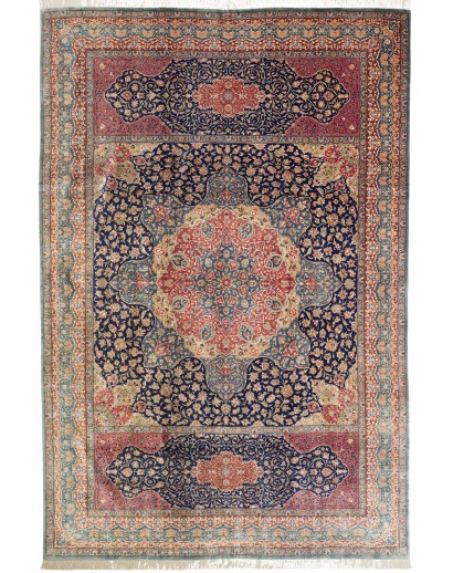 Tappeto Ghom seta Persia marrone 195x298