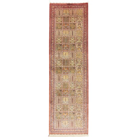 Tappeto Ghom seta Persia marrone verde 62x204