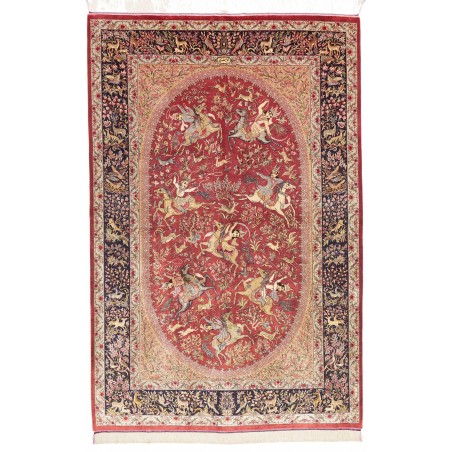 Tappeto Ghom seta Persia marrone 133x202