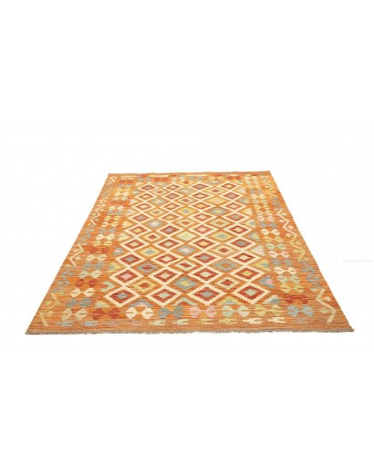 Tappeto Kilim Afghanistan arancione marrone 148x199
