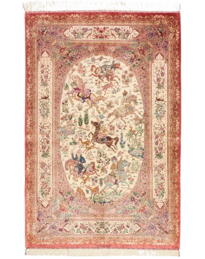 Tappeto Ghom seta Persia marrone 132x201