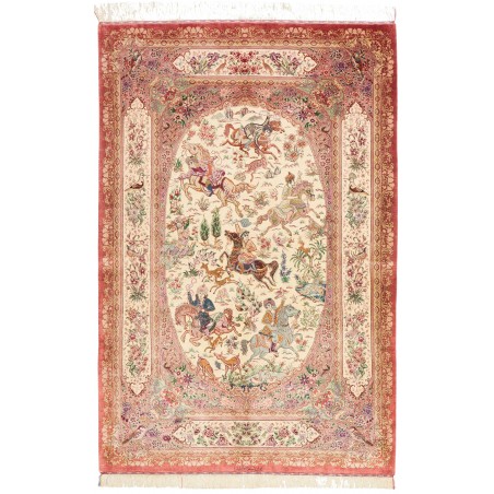 Tappeto Ghom seta Persia marrone 132x201
