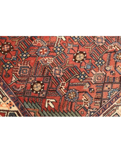 Tappeto Hamadan Persia verde rosso 100x157