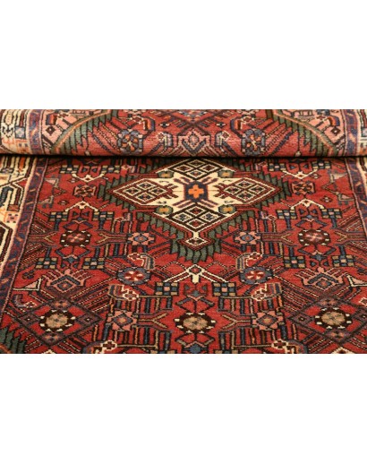Tappeto Hamadan Persia verde rosso 100x157