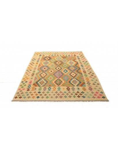 Tappeto Kilim Afghanistan marrone azzurro 160x202