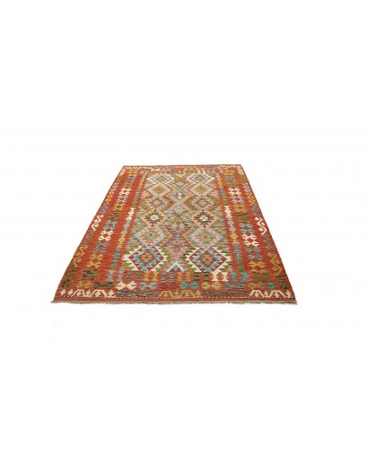 Tappeto Kilim Afghanistan arancione bianco 153x208