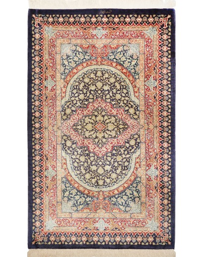 Tappeto Ghom seta Persia beige grigio 77x123