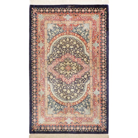 Tappeto Ghom seta Persia beige grigio 77x123