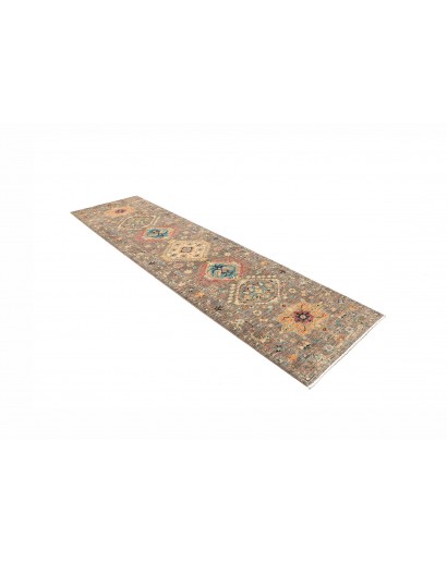 Tappeto Tribal Pakistan bianco marrone 81x295