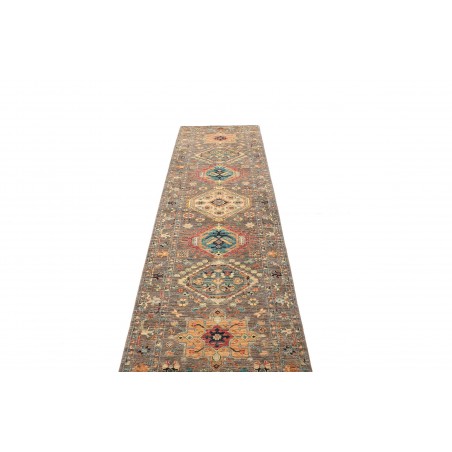 Tappeto Tribal Pakistan bianco marrone 81x295