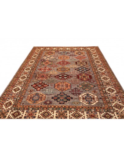 Tappeto Kazak Fine Pakistan marrone grigio 210x307