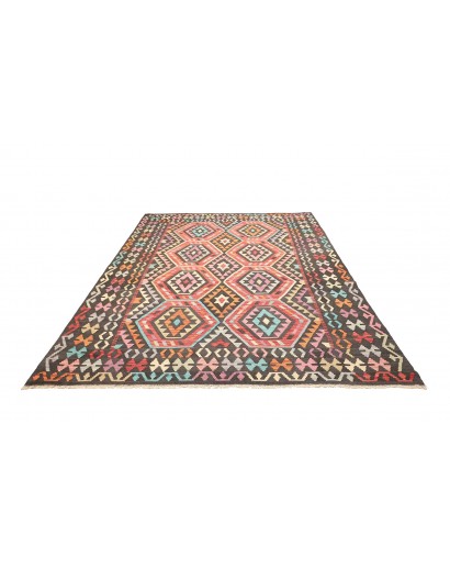 Tappeto Kilim Afghanistan azzurro arancione 206x278