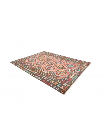 Tappeto Kilim Afghanistan azzurro arancione 206x278