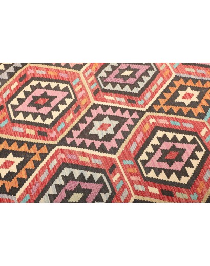 Tappeto Kilim Afghanistan azzurro arancione 206x278