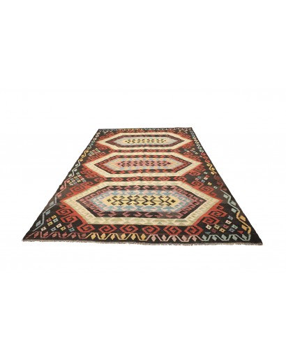 Tappeto Kilim Afghanistan verde marrone 202x305