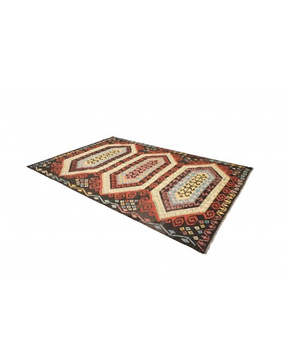 Tappeto Kilim Afghanistan verde marrone 202x305