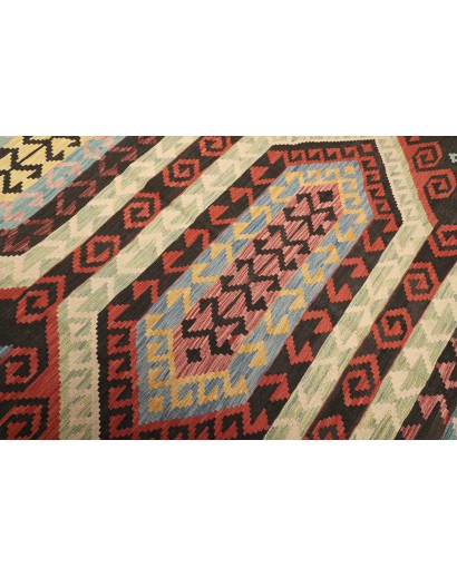 Tappeto Kilim Afghanistan verde marrone 202x305